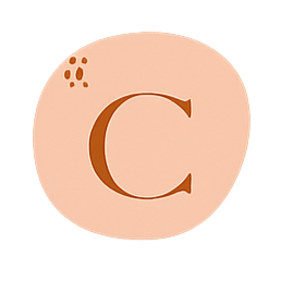 Clementina circular logo with letter C in peach and coral tones